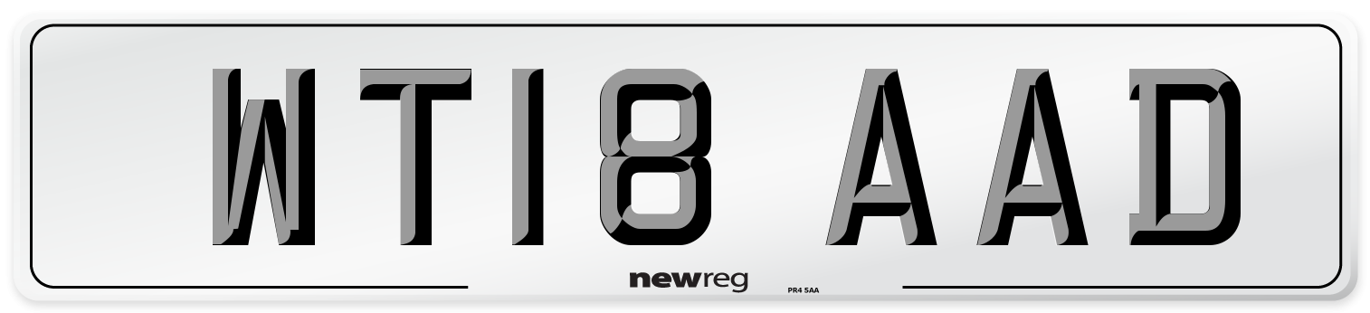 WT18 AAD Number Plate from New Reg